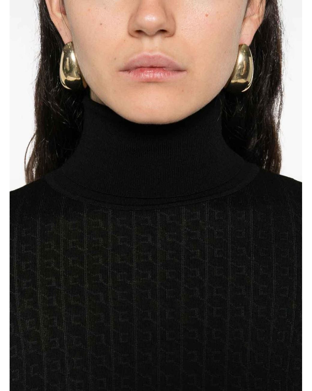 Elisabetta Franchi Black Wool Blend Turtle-Neck Sweater