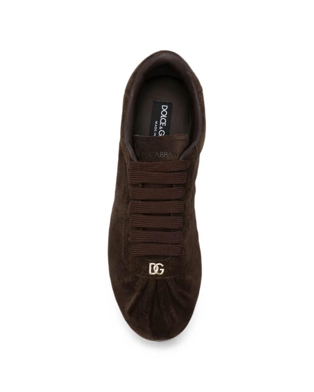 Dolce & Gabbana Brown Logo-Plaque Suede Sneakers