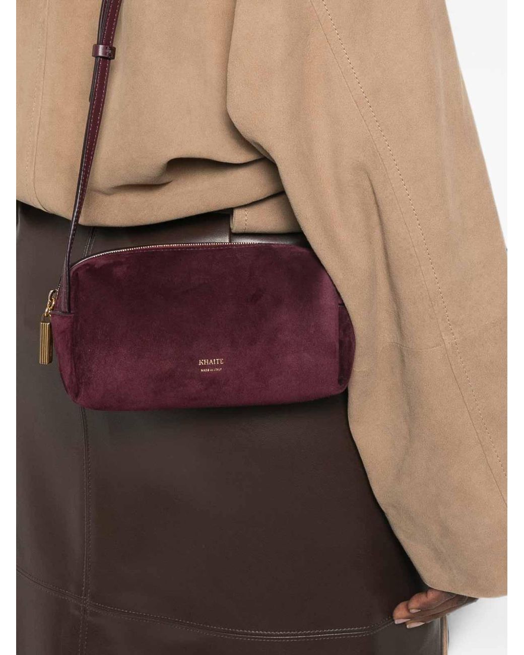 Khaite White Kye Mini Leather Crossbody Bag