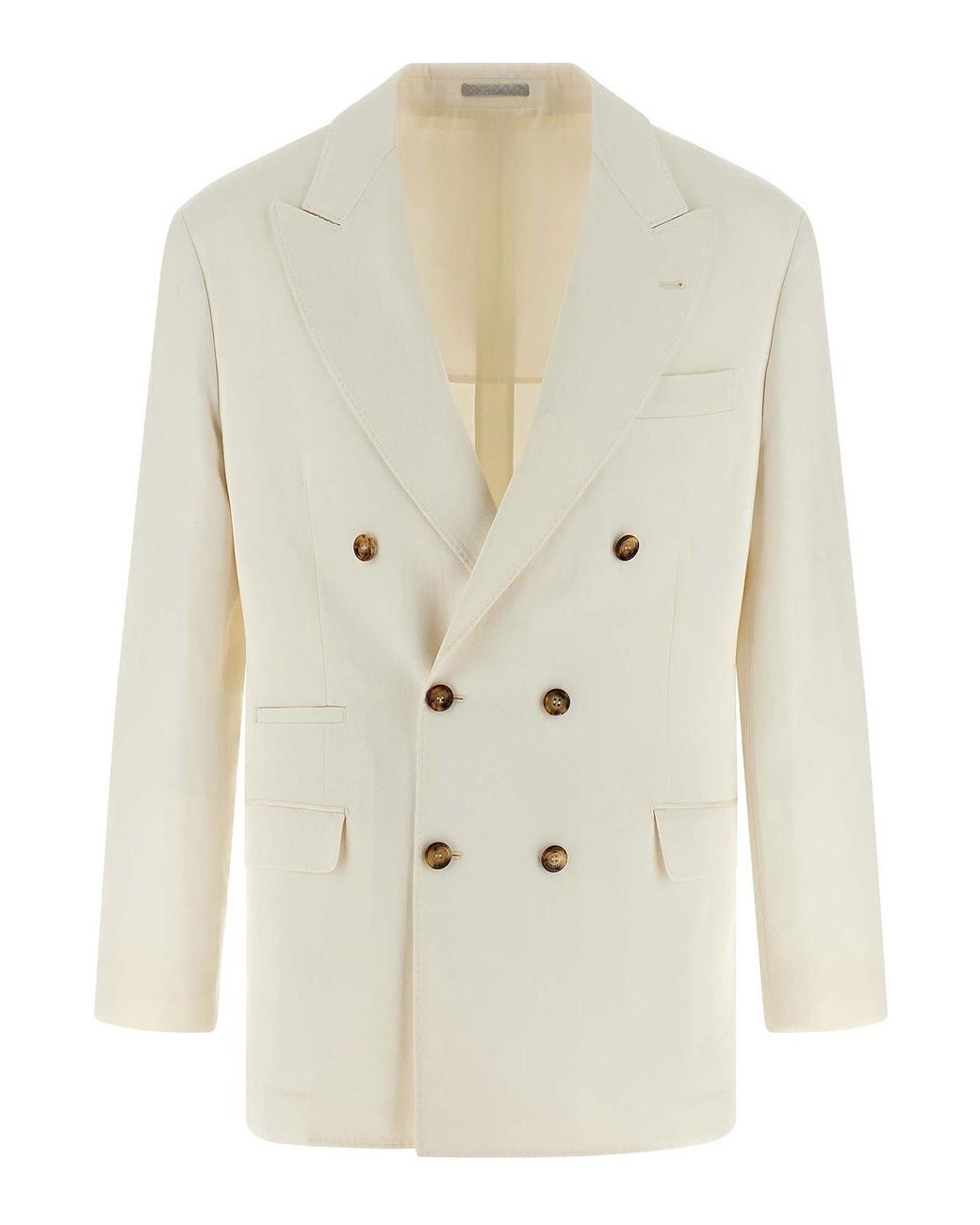 Brunello Cucinelli White Linen Silk Blazer for men