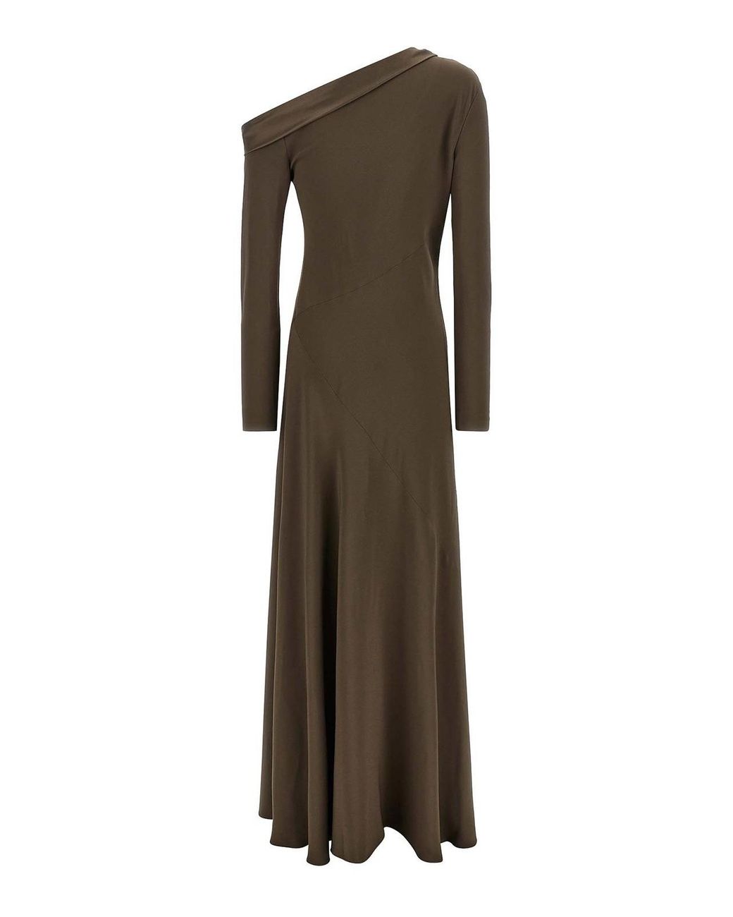 Alberta Ferretti Brown Bare Shoulder Dress