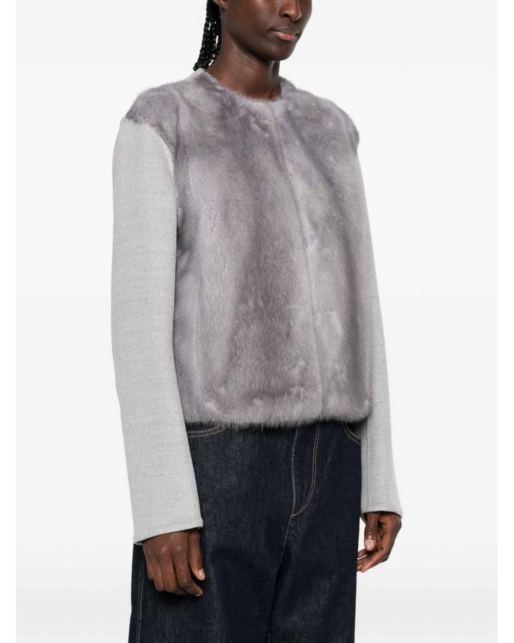 Fabiana Filippi Gray Mink Fur Jacket