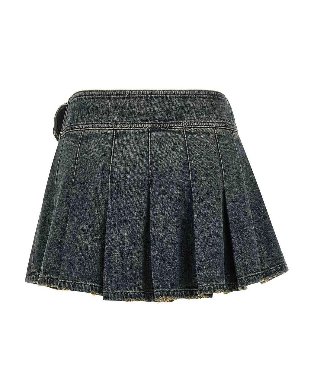 Balenciaga Gray Buckle Pleated Skirt