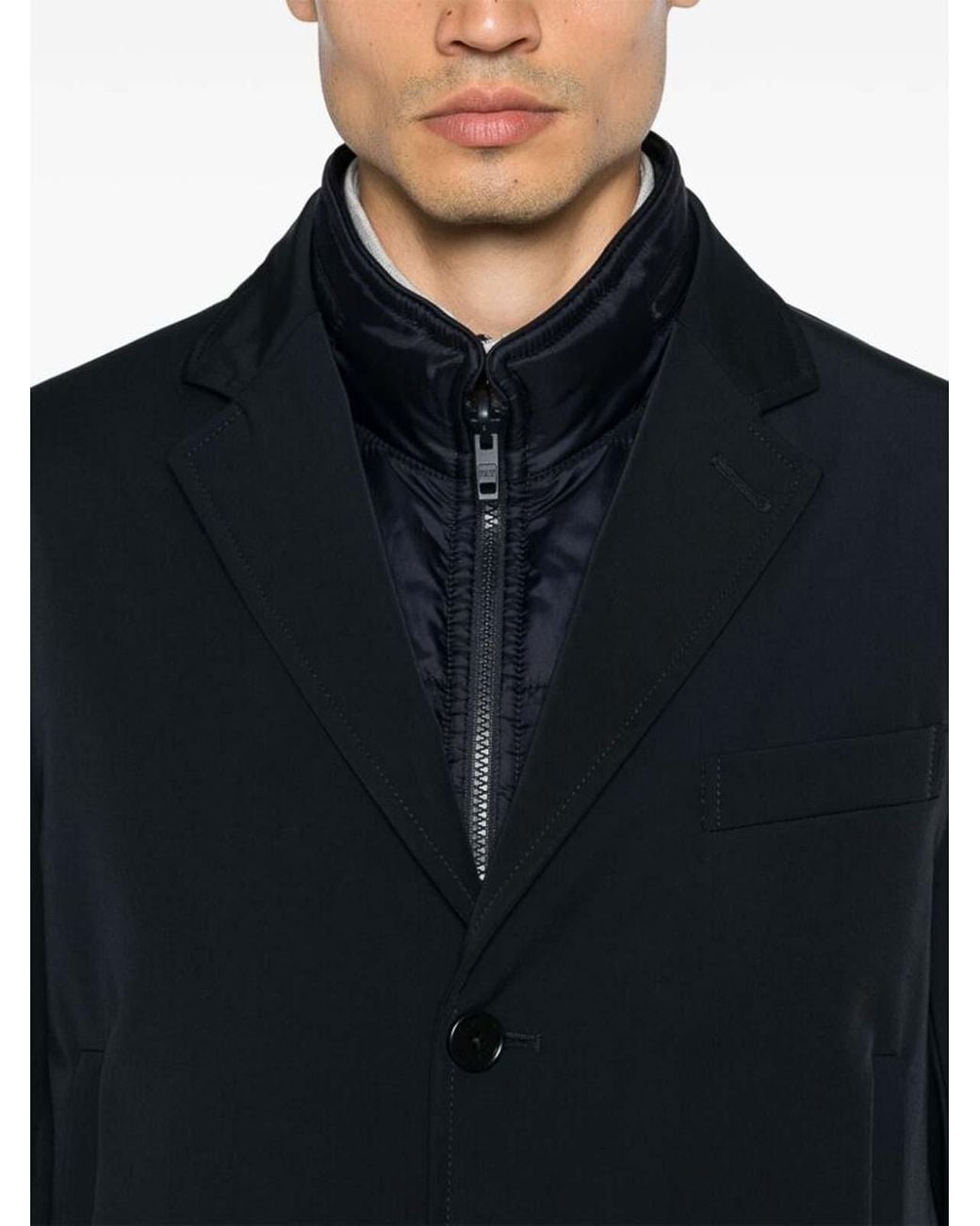Fay Blue Layered Notched Lapel Jacket for men