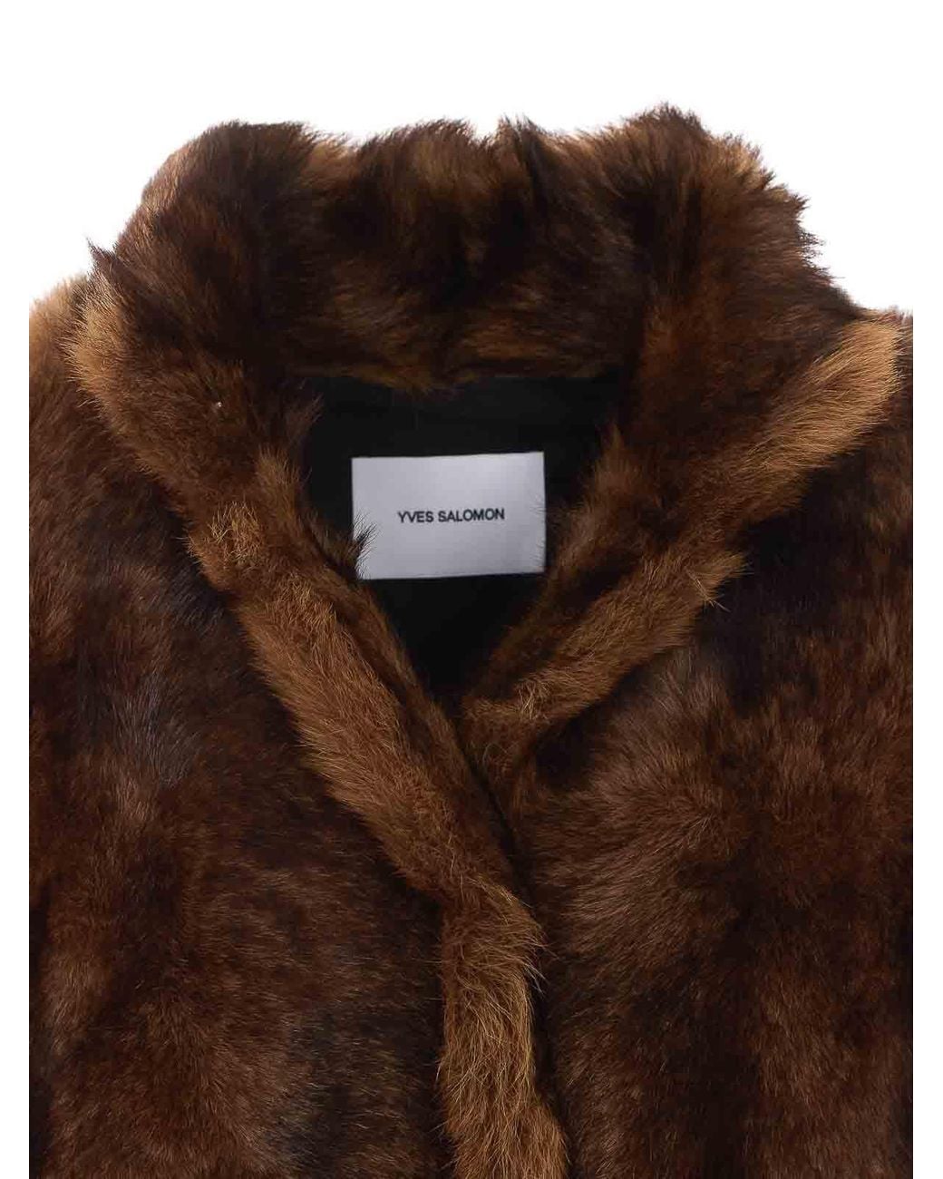 Yves Salomon Brown Real Fur Jacket