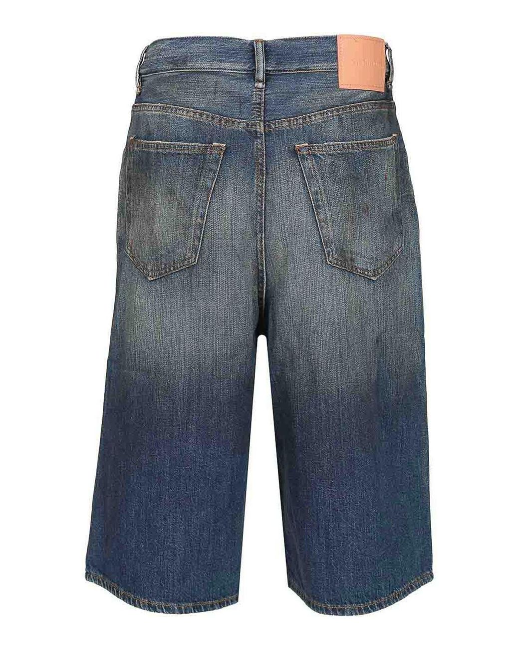 Acne Blue Organic Cotton Denim Shorts for men