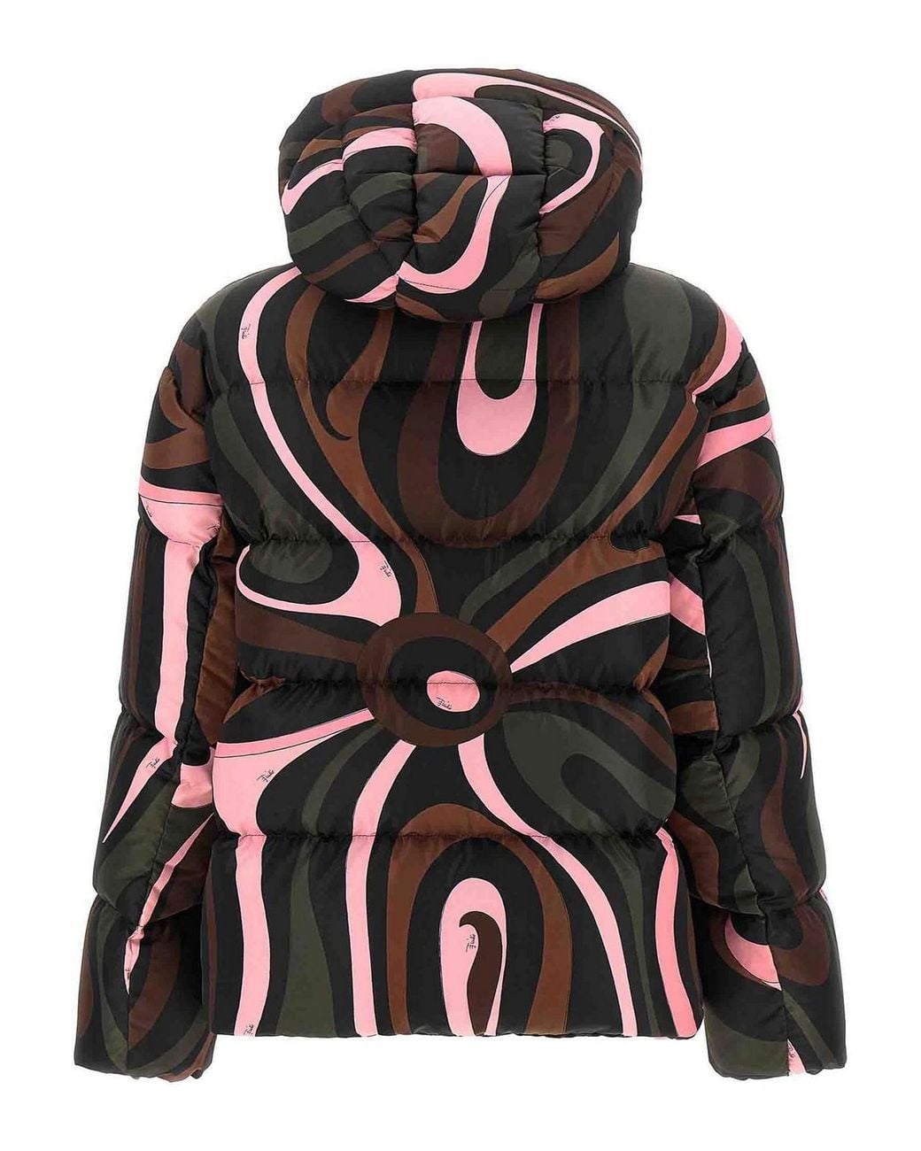 Emilio Pucci Black Marmo Print Technical Puffer Jacket
