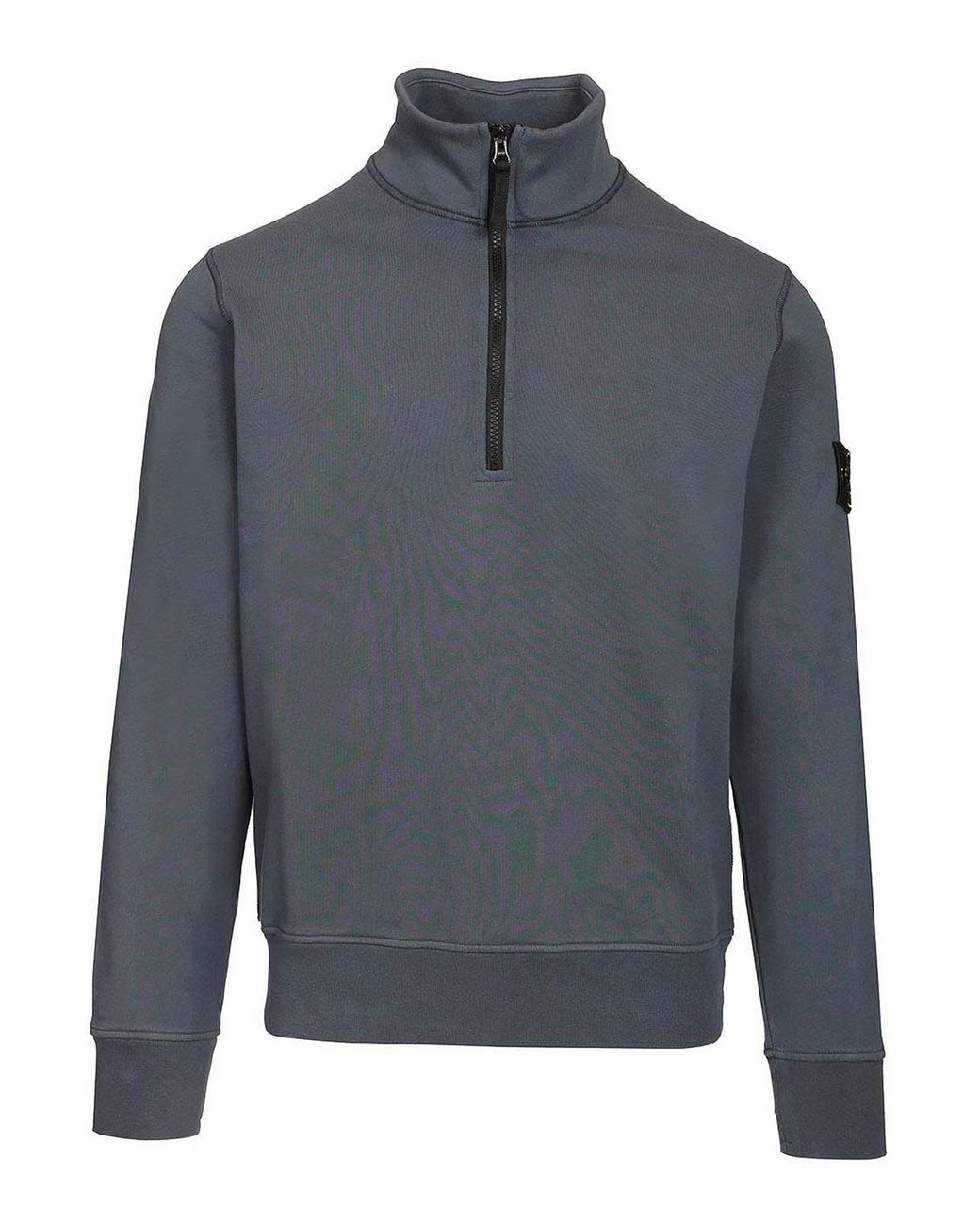 Stone Island Gray Organic Cotton Sweatshirt With Short Zip for men