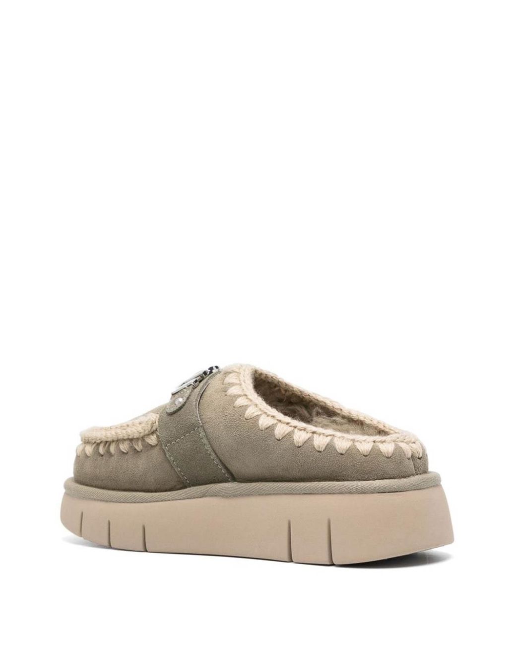 Mou Gray Bounce Clog Metal Logo Slippers