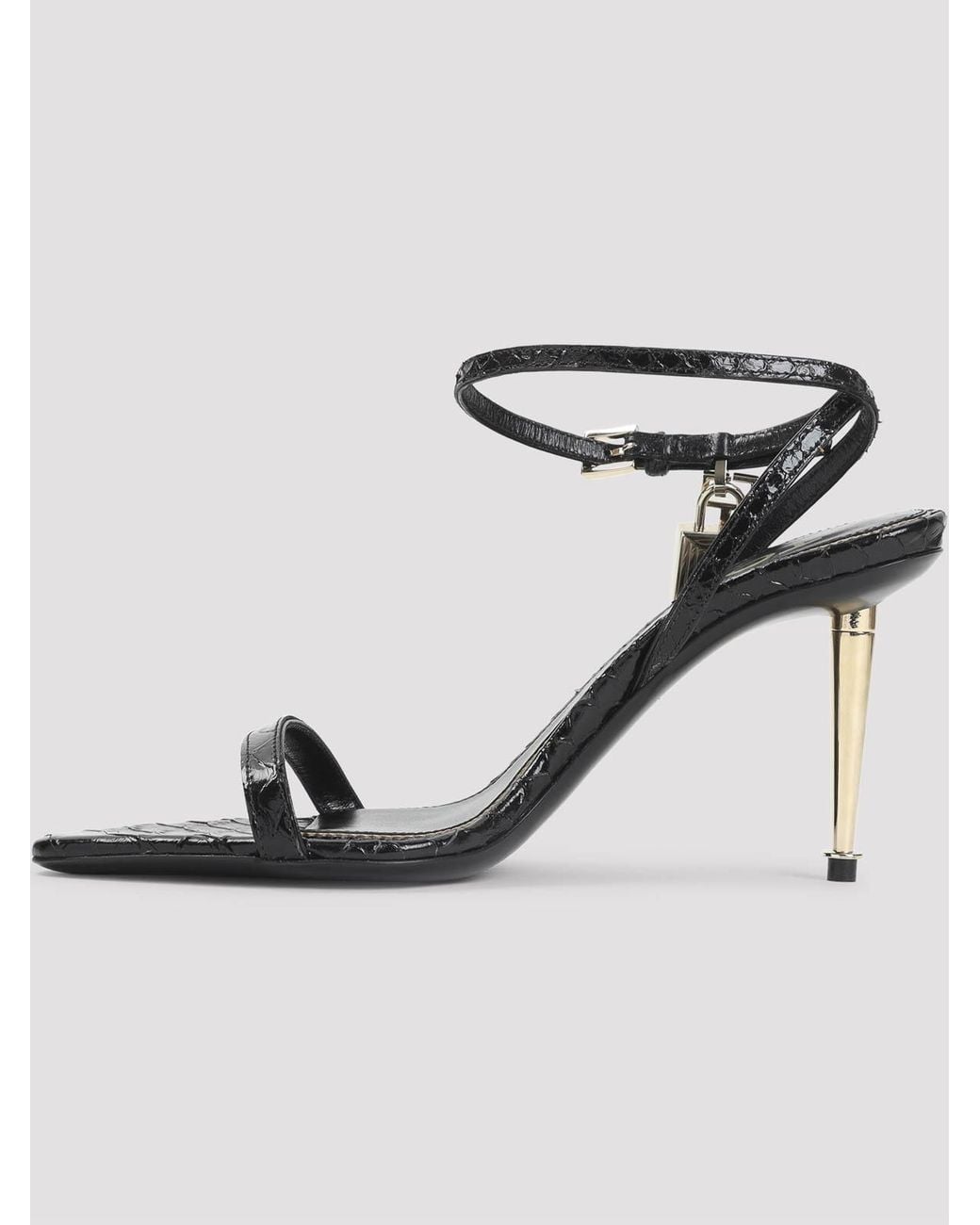 Tom Ford White Semi Shiny Printed Python Sandals