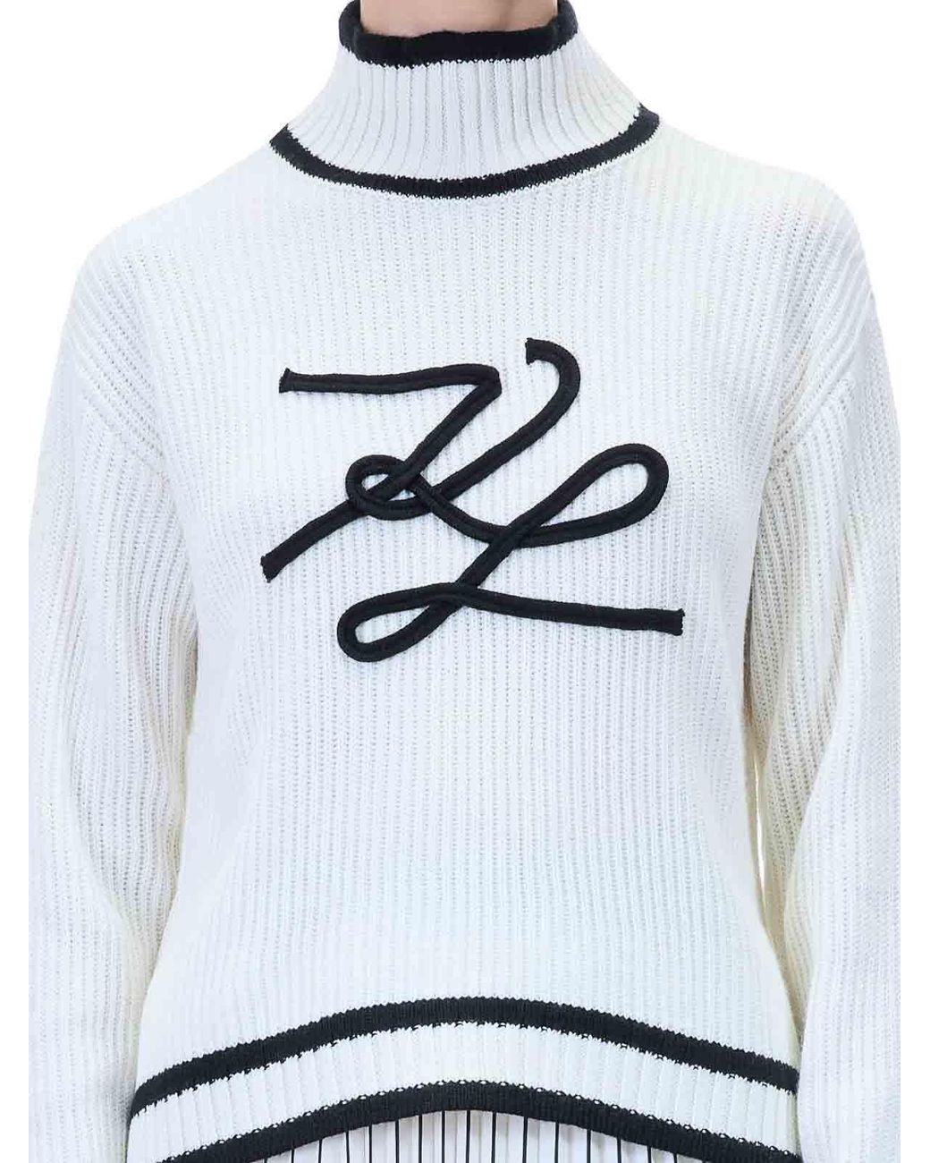 Karl Lagerfeld White Soutache Autograph Knit