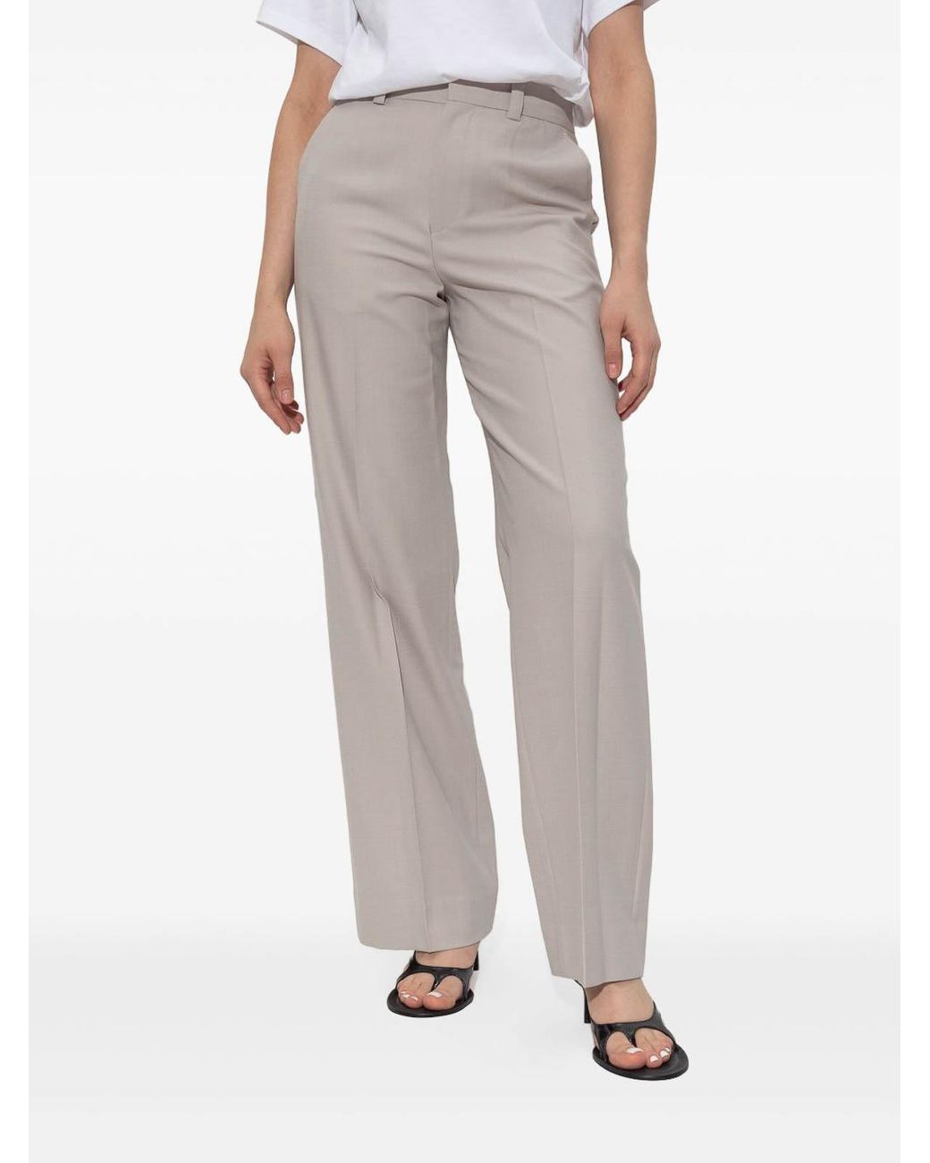 Victoria Beckham Gray Wide Leg Tailored Trousers