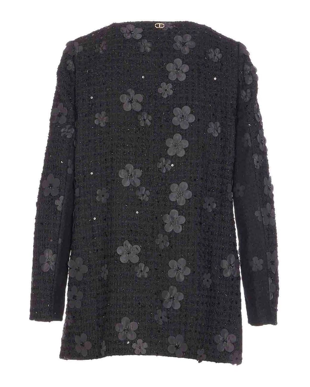 Twinset Black Jacket Frontal Buttons Closure