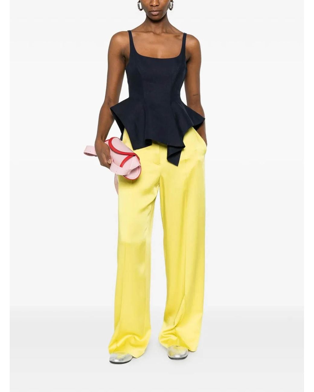 Jil Sander Yellow Satin Trousers