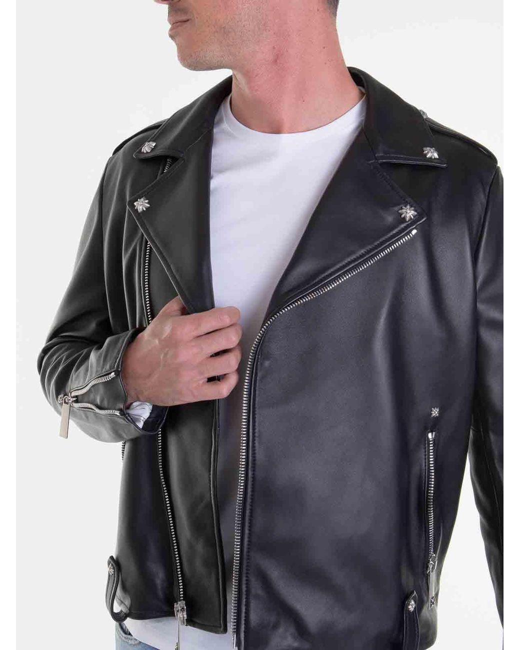John Richmond Blue Notched Lapel Zip Jacket for men