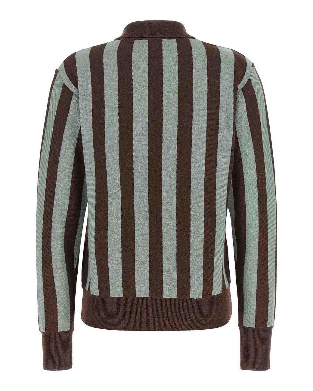 Alberto Biani Black Striped Knit Polo Shirt