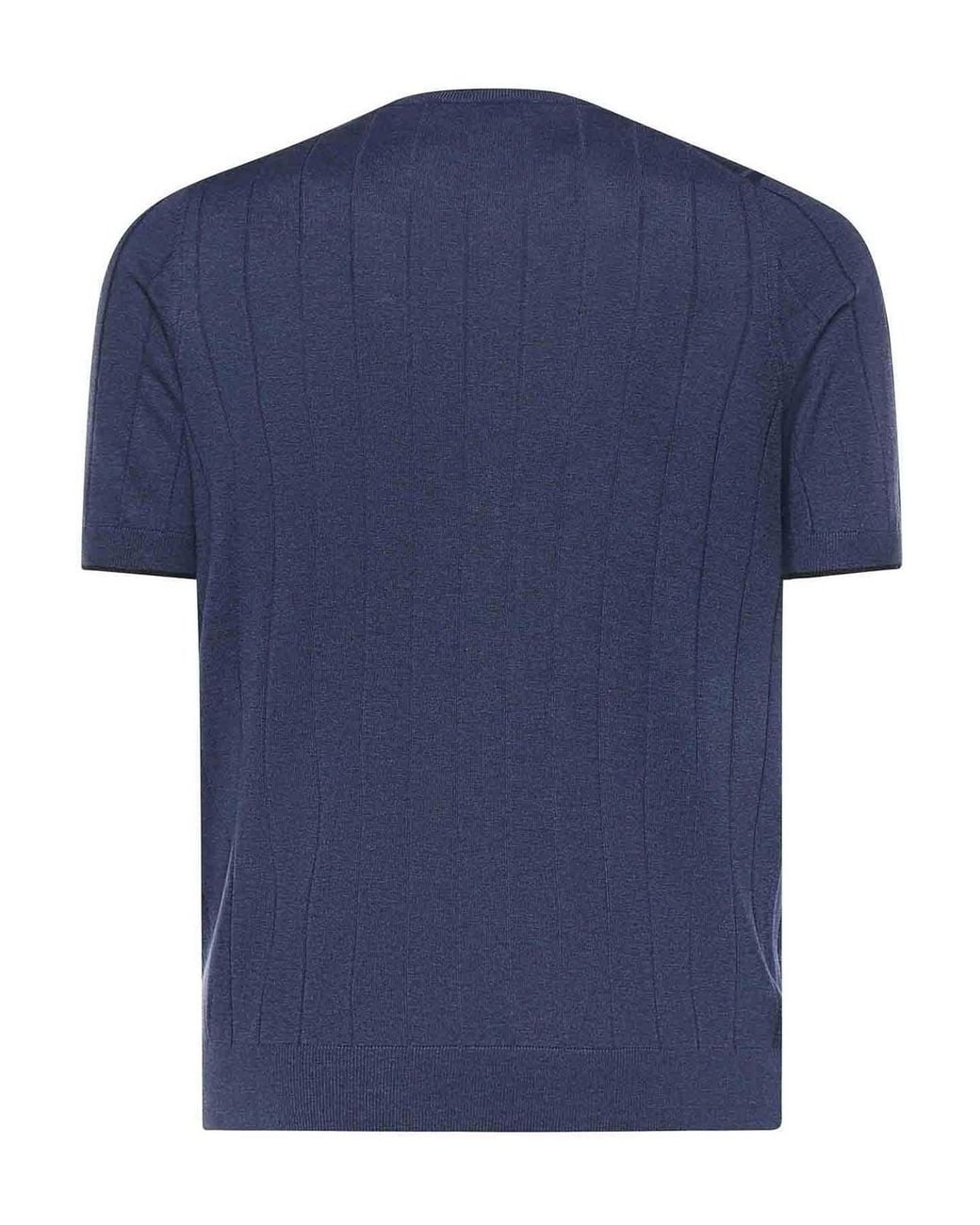 Giuliano Galiano Blue Silk T-Shirt for men