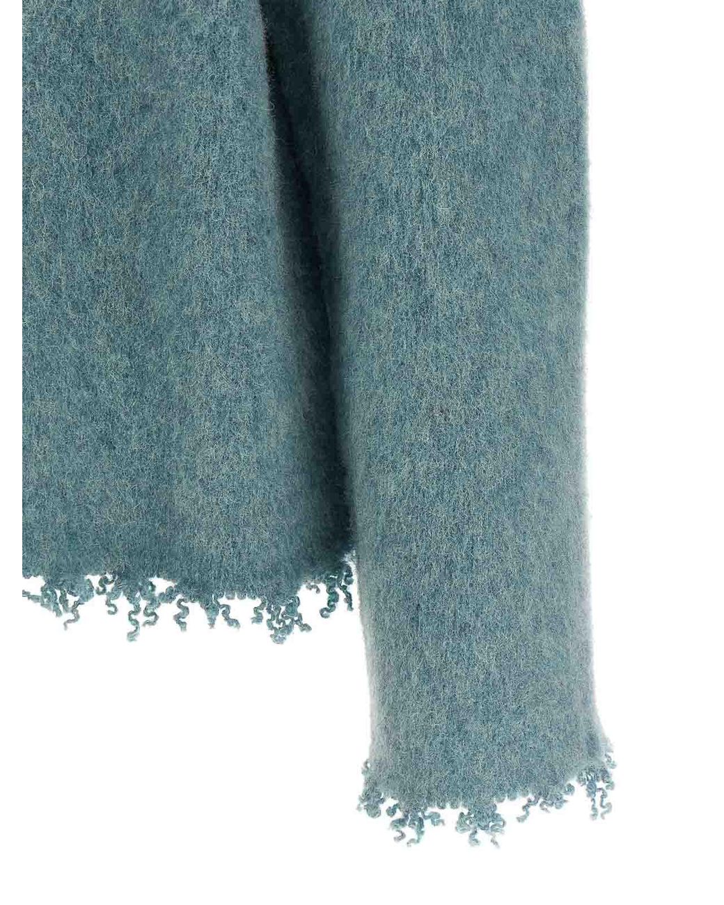 Jil Sander Blue Fringed Sweater