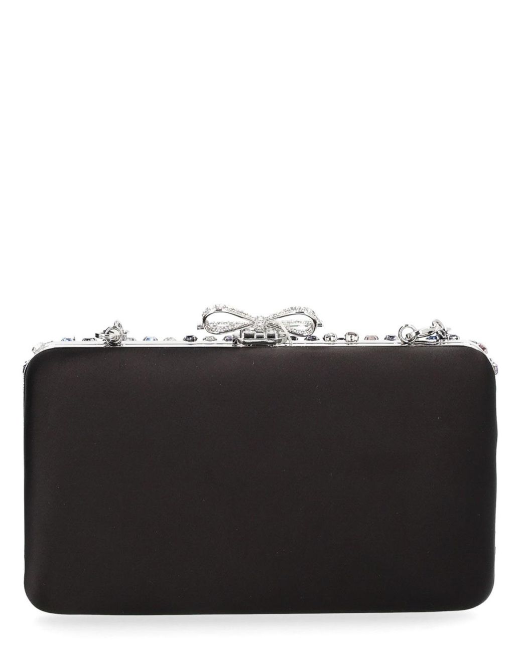 Self-Portrait Gray Crystal Chainmail Clutch Bag