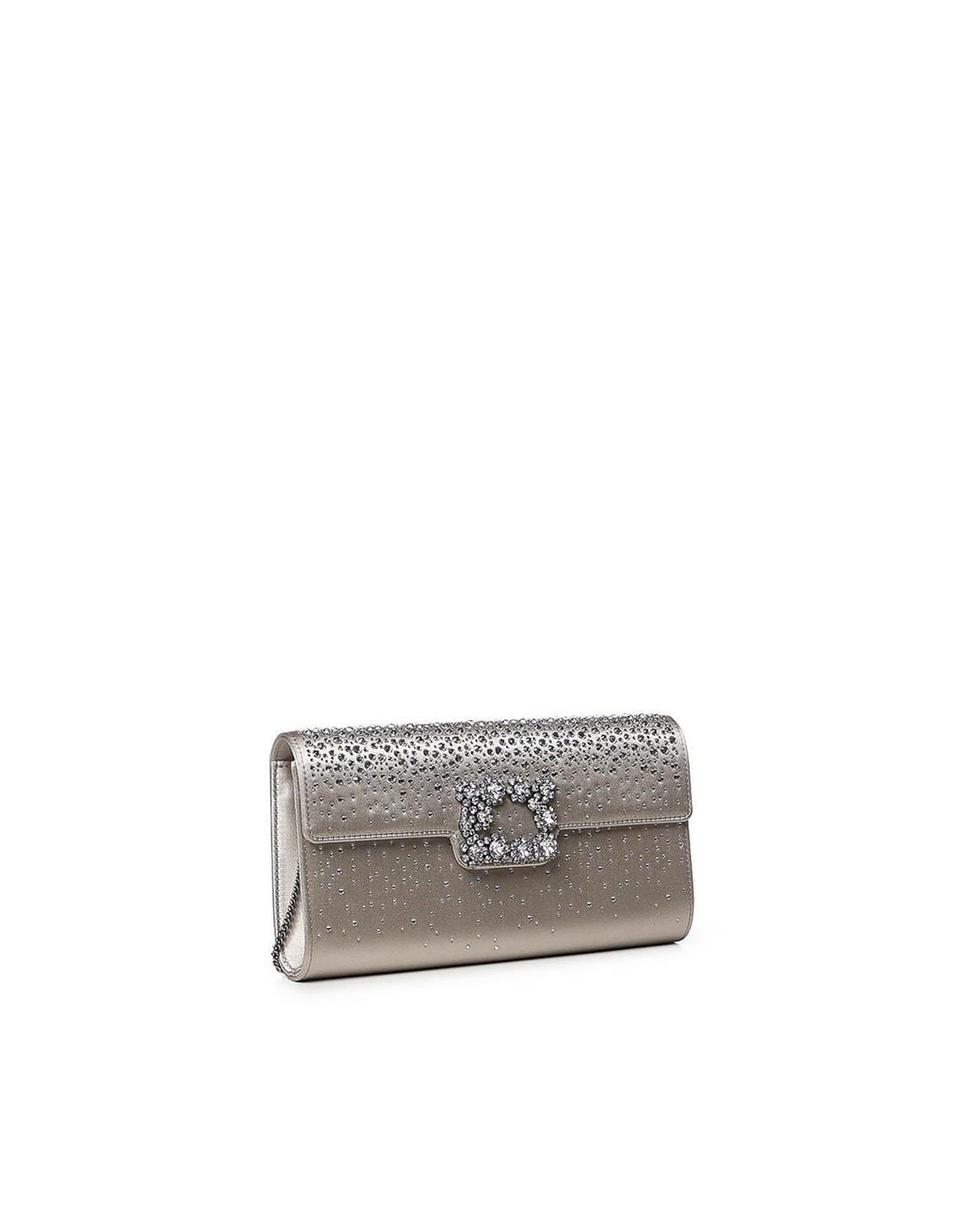 Roger Vivier Gray Satin Clutch With Crystals