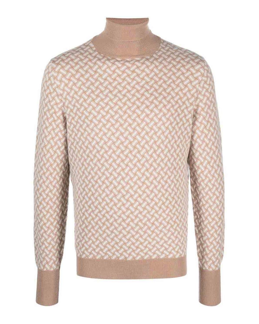 Drumohr White 'Biscottino' Turtle-Neck Sweater for men