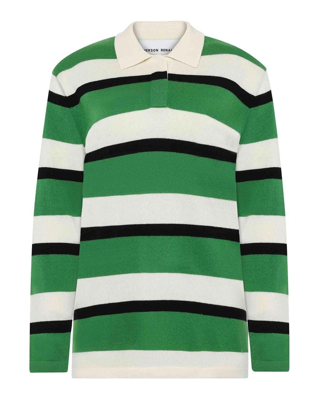 EMERSON RENALDI Green Polo-Neck Striped Sweater for men