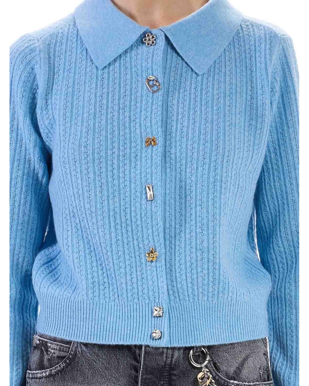Marc Jacobs Blue Cableknit Charm Cardigan