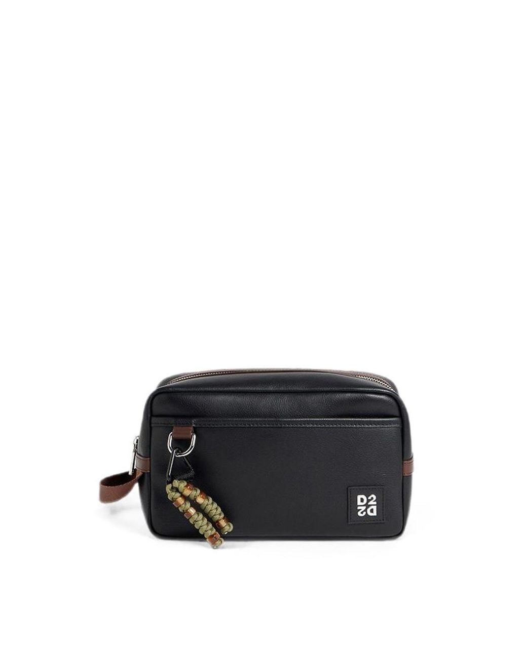 DSquared² Black D2 Upside Down Leather Beauty Case for men