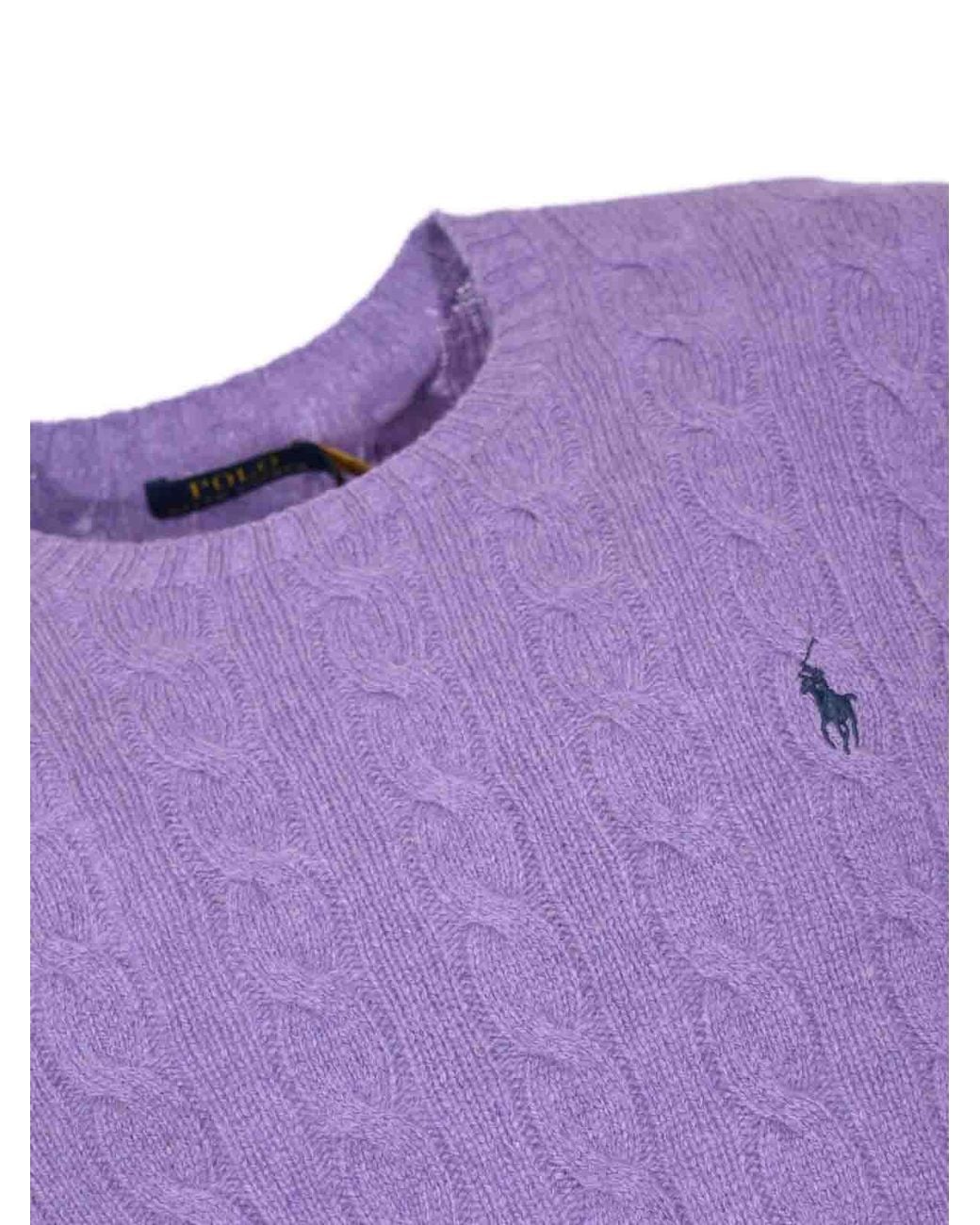 Polo Ralph Lauren Purple Lilac Cashmere Blend Cable Knit Sweater for men