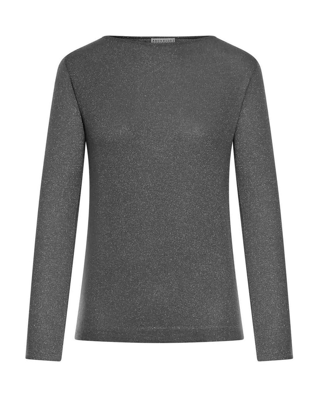 Brunello Cucinelli Gray Lightweight Cashmere And Silk Sparkling Sweater