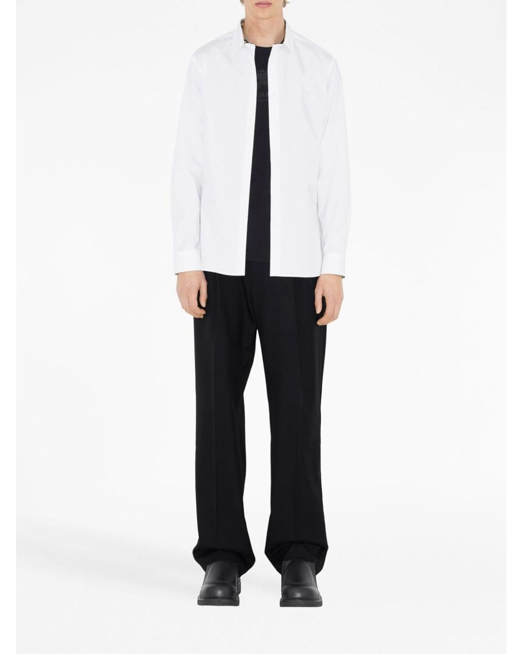 Burberry White Ekd Logo Cotton Shirt for men