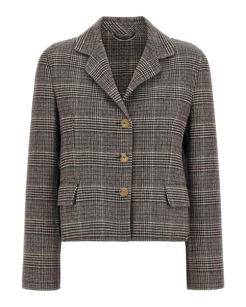 Ermanno Scervino Gray Blazer Cropped Check