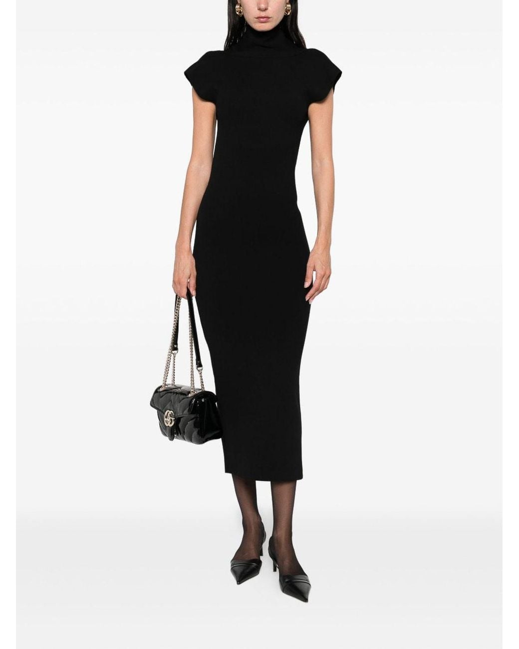 Alberta Ferretti Black Long Fitted Viscose Dress By