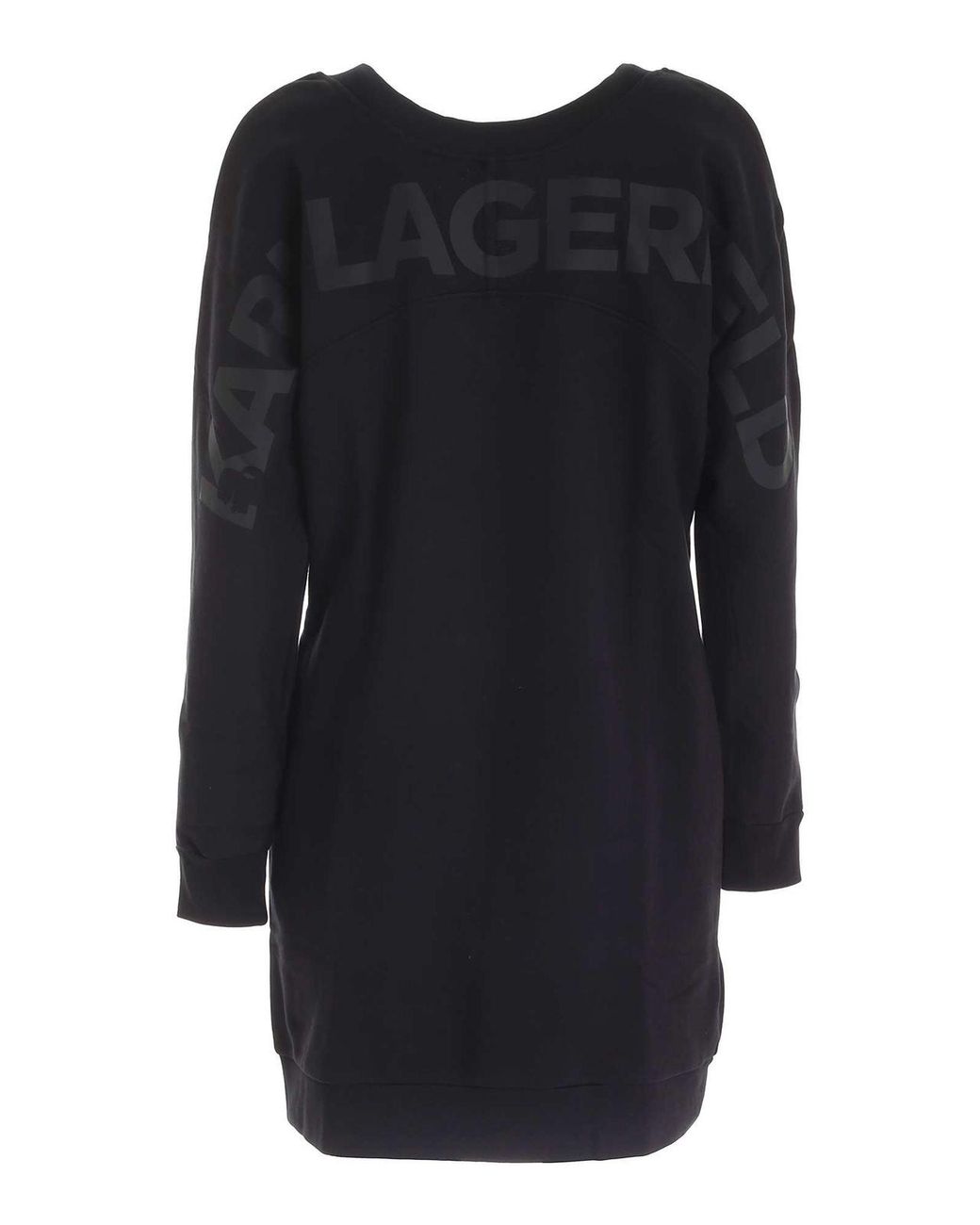Karl Lagerfeld Black V-Neck Logo Printed Dress