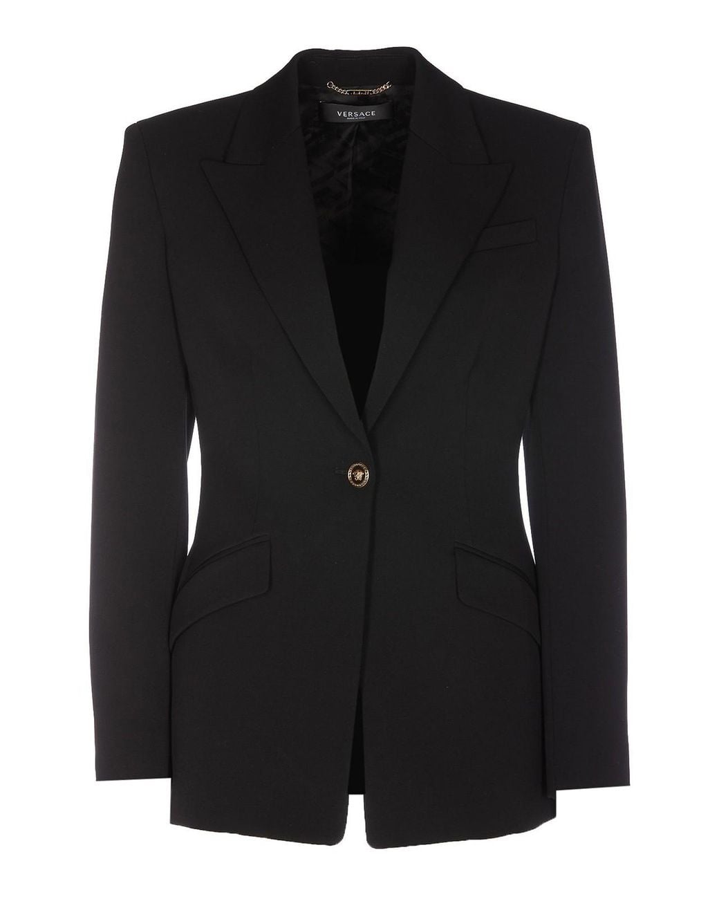 Versace Black Single Breasted Jacket With Reverse Detail