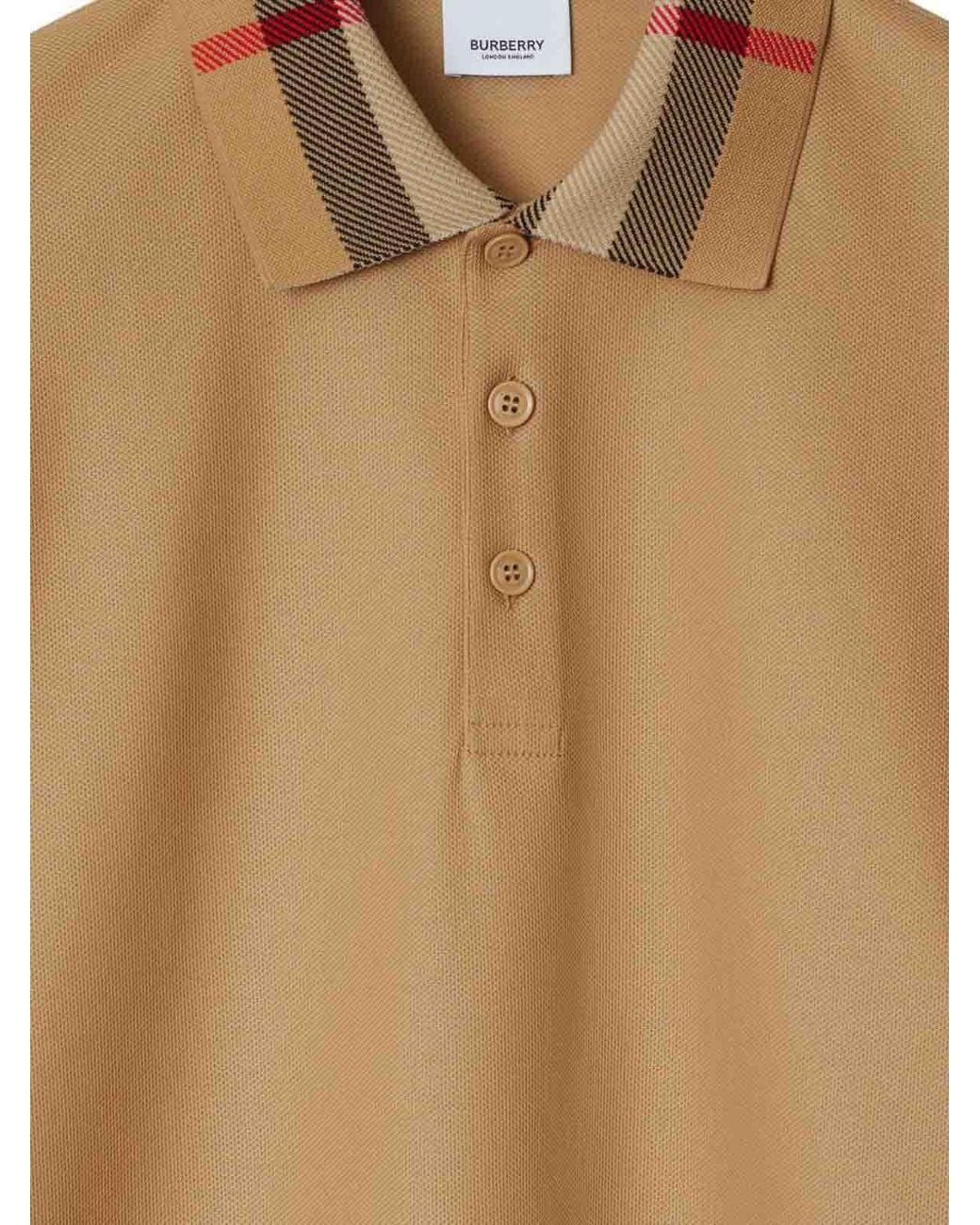 Burberry Natural Check Collar Cotton Polo Shirt for men