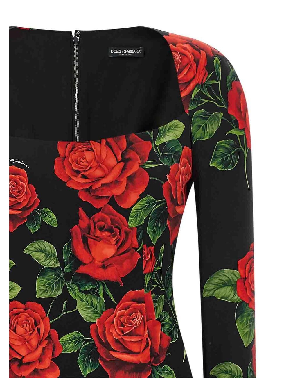 Dolce & Gabbana Red Rose Longuette Dress