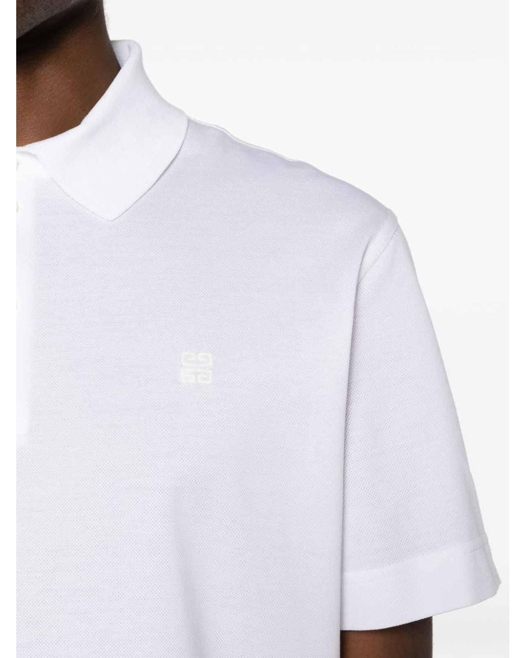 Givenchy White 4G Logo Cotton Polo Shirt for men