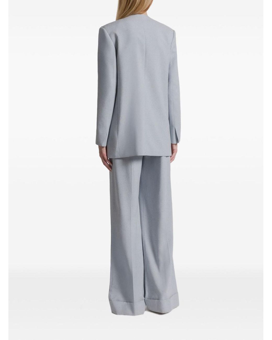 Alberta Ferretti Blue Double-Breasted Padded Viscose Blazer