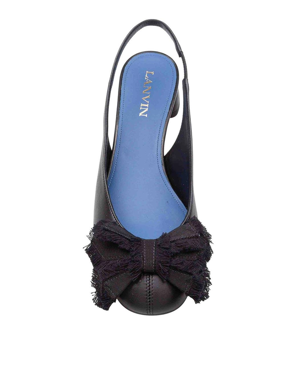 Lanvin Blue Bow Small Heel Slingback