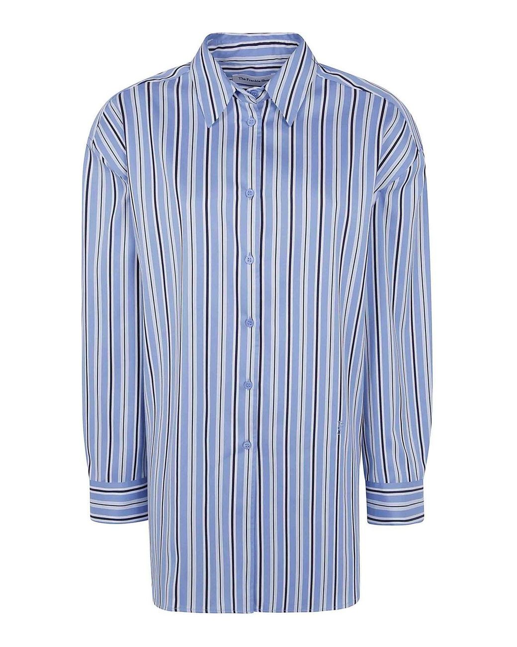 Frankie Shop Blue Oana Cotton Padded Shirt