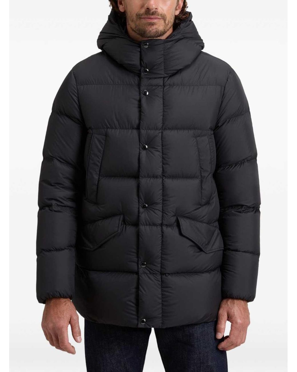 Woolrich Blue Quilted Hooded Jacket for men