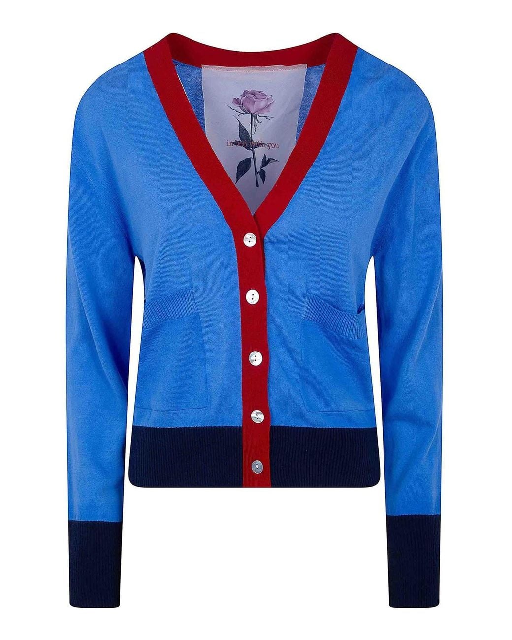 In bed with You Blue V Neck Printed Cardigan