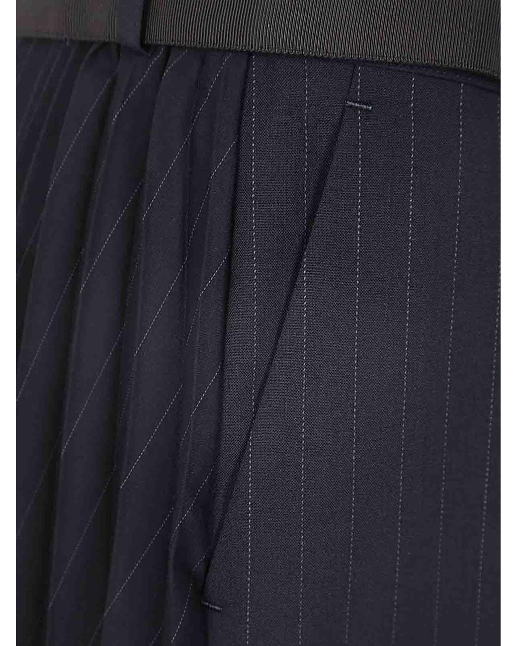 Sacai Blue Chalk Stripe Glencheck Skirt