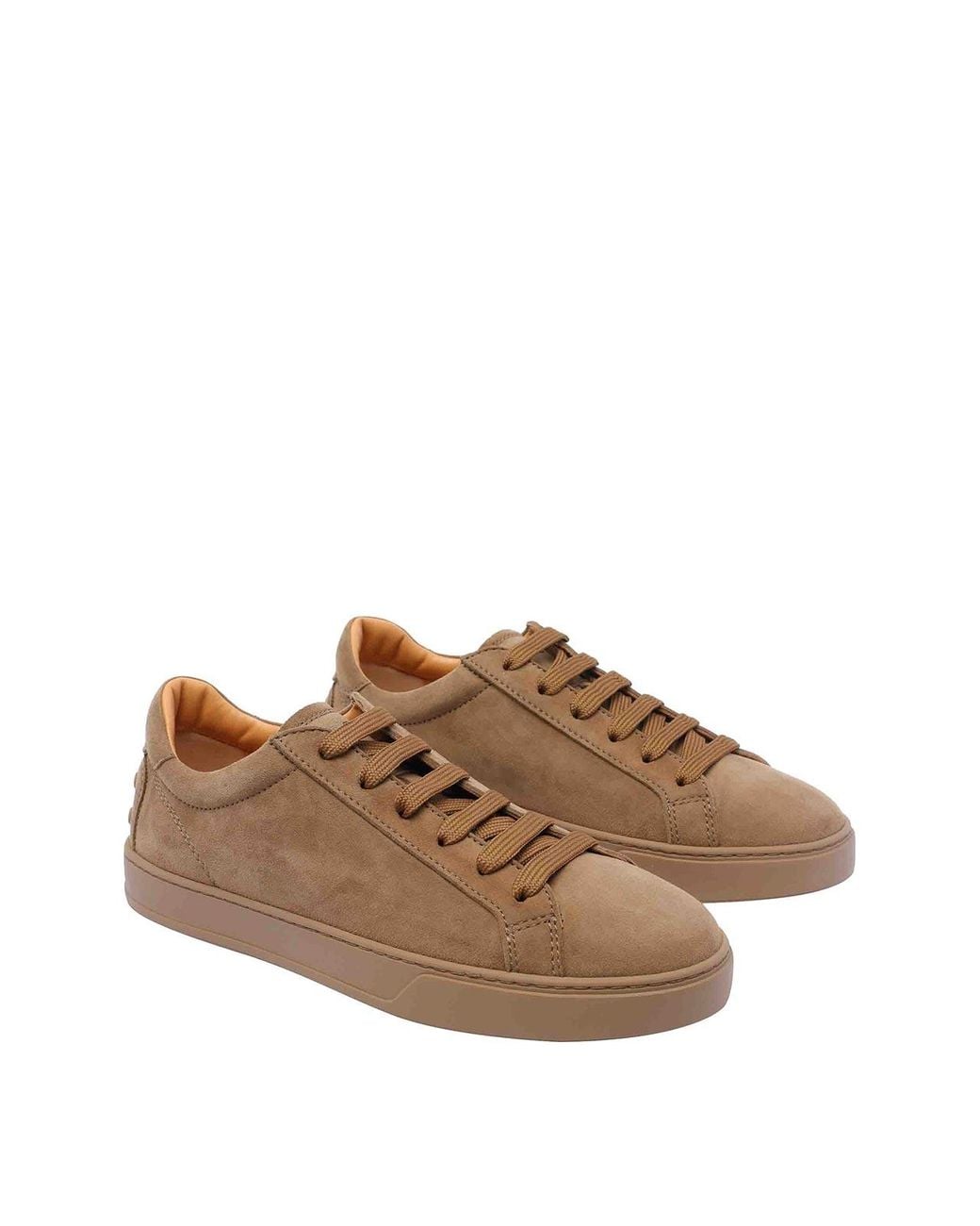 Tod's Brown Suede Calfskin Low Top Sneakers With Rubber Sole for men