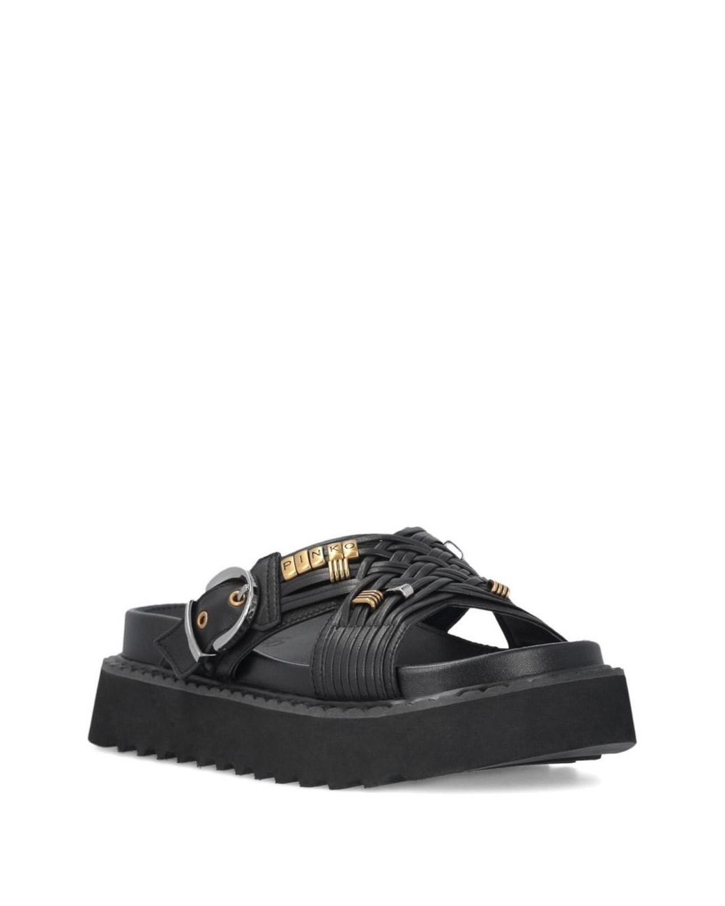 Pinko Black 'Kate' Leather Slippers