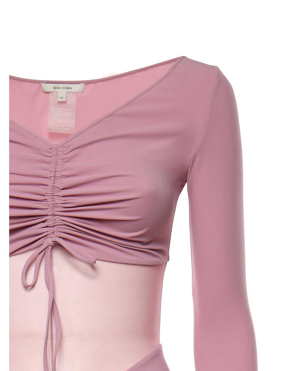 Nensi Dojaka Pink Ruched Ballet Mini Dress