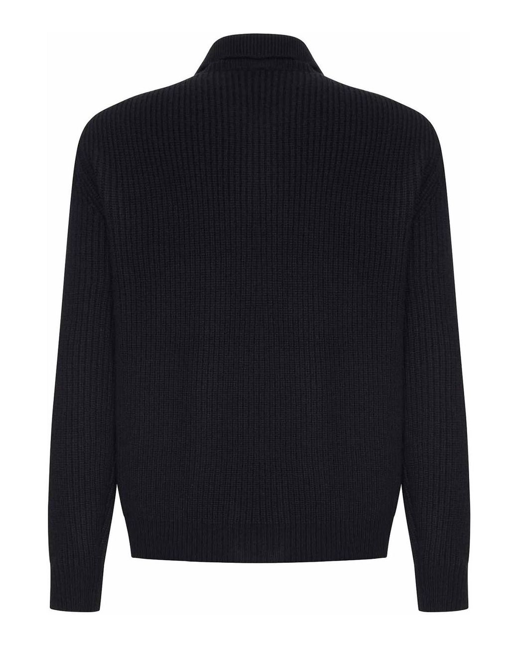 Zanone Blue Ribbed Knit Cardigan With Collar And Buttons for men