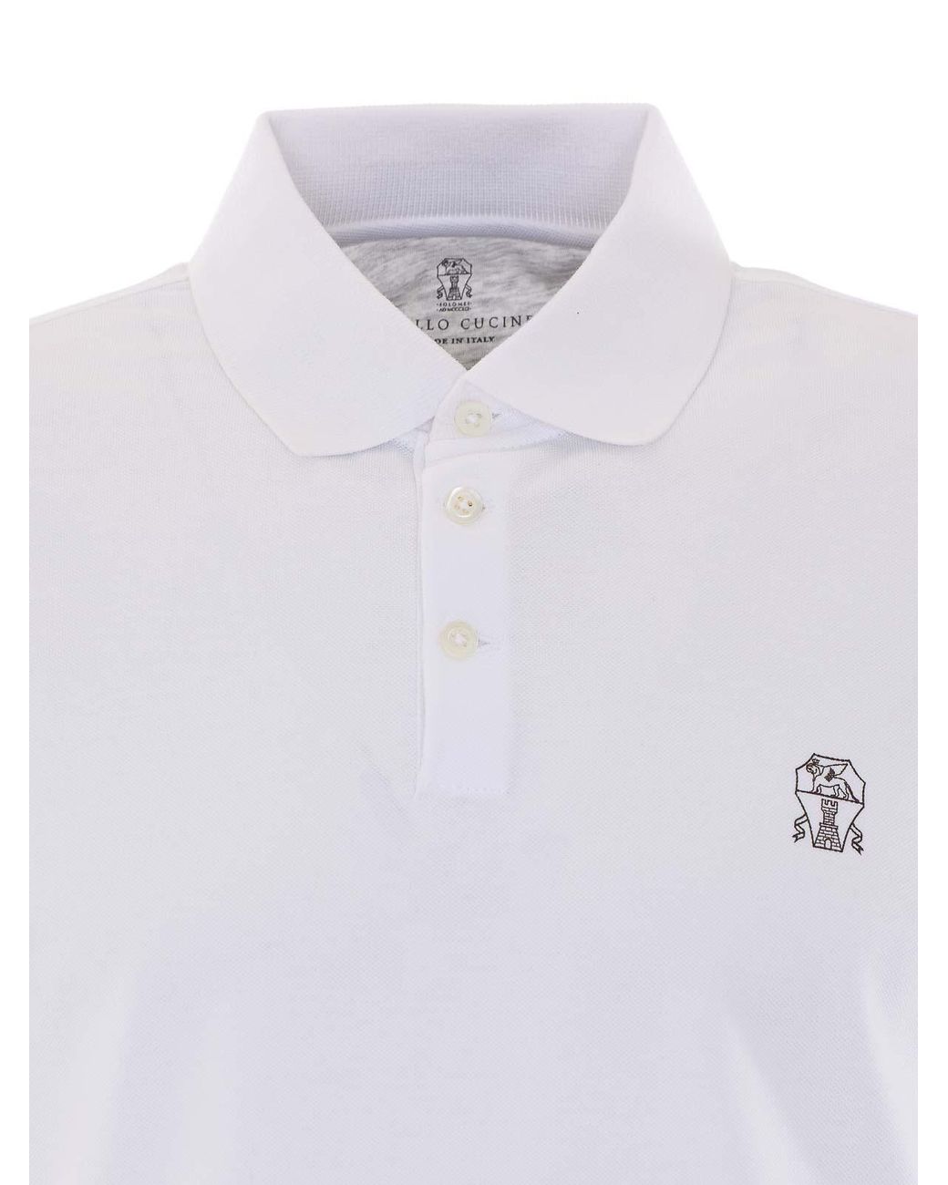 Brunello Cucinelli White Logo Polo for men