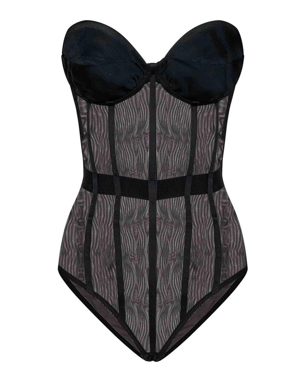ROOM76 Black Transparent Tulle Bodysuit